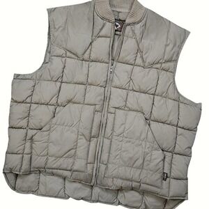 Vtg Walls‎ Puffer Quilted Vest Tan Cleburne Texas Workwear USA 70s